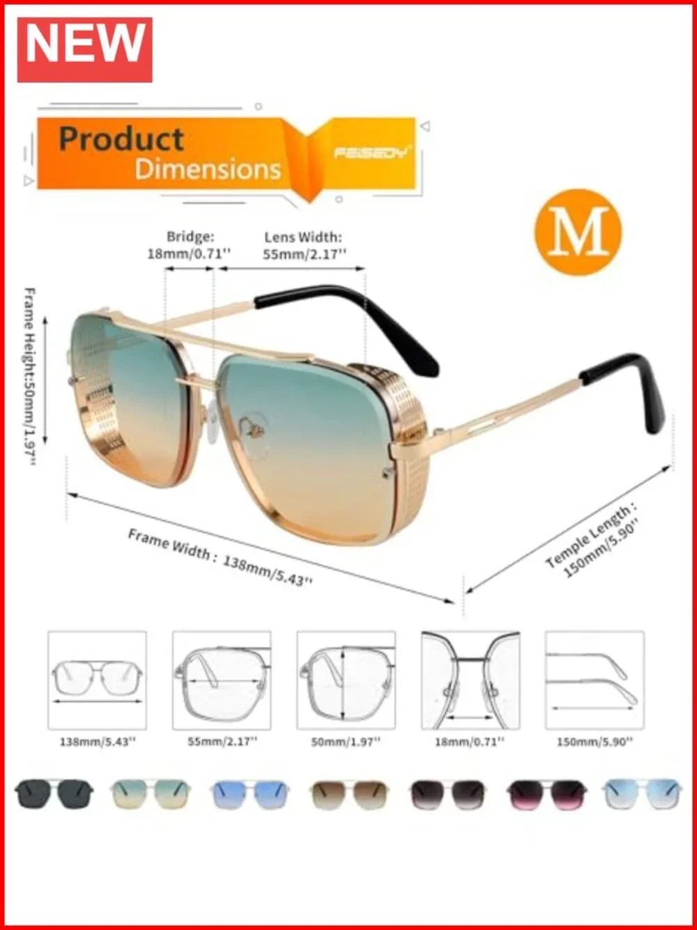 Vintage Pilot Square Metal Sunglasses with Side Shields – Polarized Driving